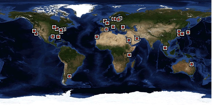 Geographical distribution of the AERONET-OC sites operated in the period 2002-2022. Source: NASA (aeronet.gsfc.nasa.gov).